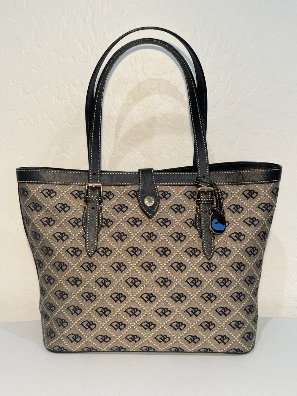 Dooney & Bourke Patterned Tote Bag with Dark Brown Trim